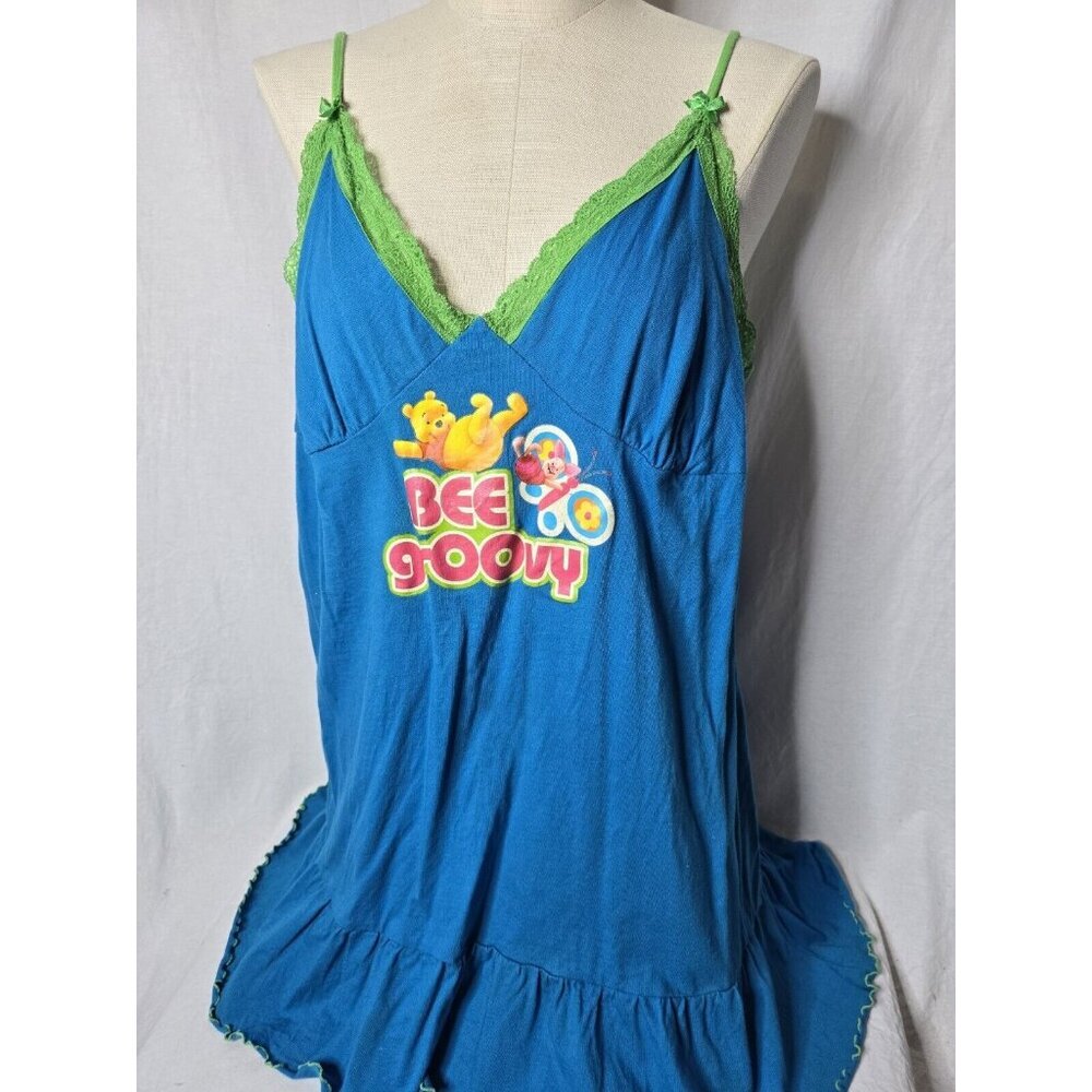 Vintage Women's Blue Winnie The Pooh Flowy Long Top/ Night Dress - Size XL
